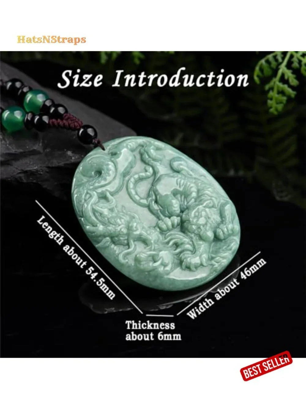 Natural Jade Hand-Carved Dragon Tiger Pendant Necklace Men Women Gift
